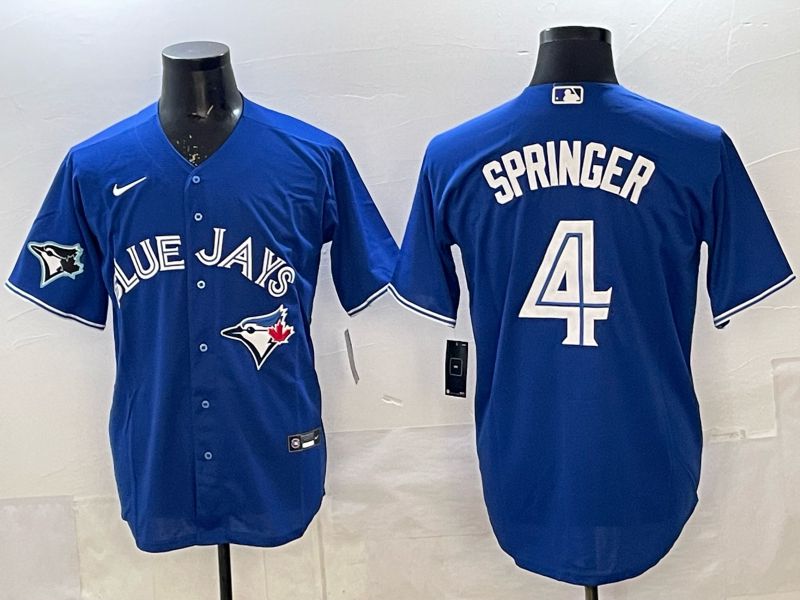 Men 2025 Toronto Blue Jays #4 Springer Blue Game Nike MLB Jersey style 03->toronto blue jays->MLB Jersey